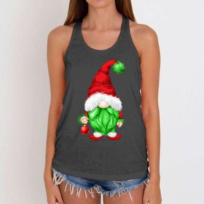 Grumpy Santa With Xmas Tree Ball Funny Anti Christmas Gnome Gift Women's Knotted Racerback Tank