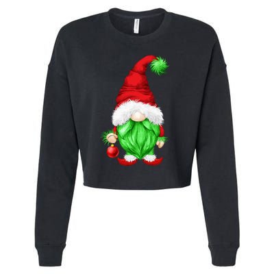 Grumpy Santa With Xmas Tree Ball Funny Anti Christmas Gnome Gift Cropped Pullover Crew