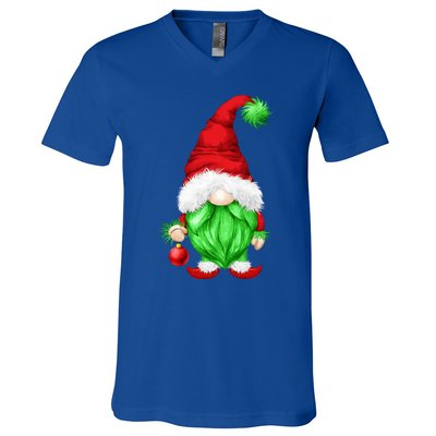 Grumpy Santa With Xmas Tree Ball Funny Anti Christmas Gnome Gift V-Neck T-Shirt