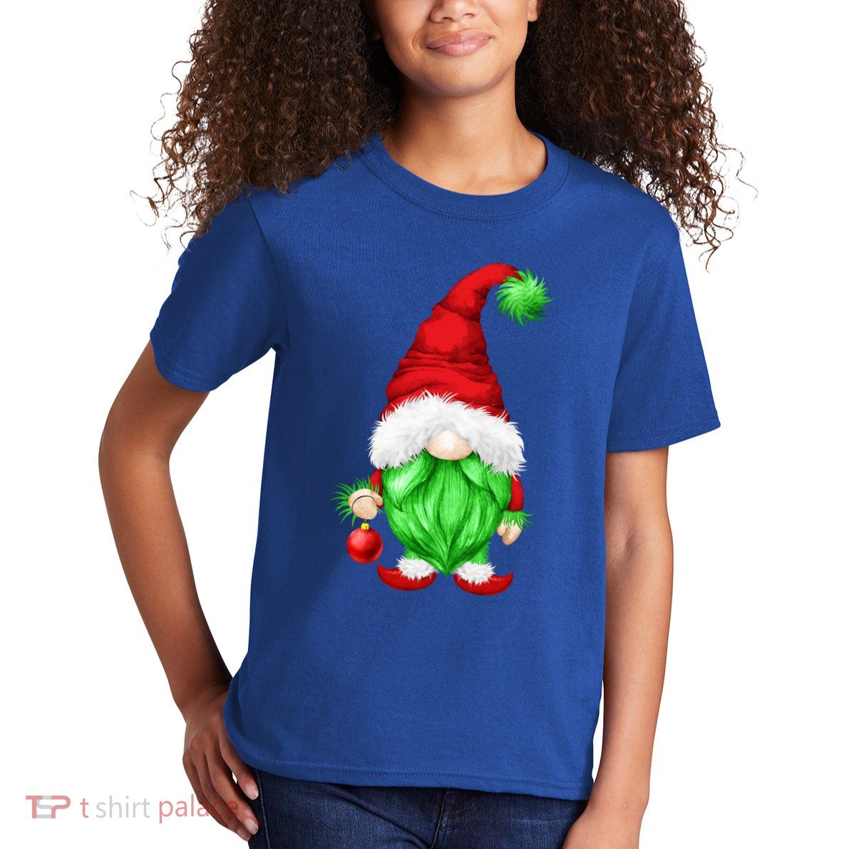 Grumpy Santa With Xmas Tree Ball Funny Anti Christmas Gnome Gift Kids T-Shirt