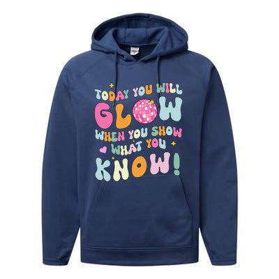 Groovy Show What You Know Test Testing Day Teacher Student Performance Fleece Hoodie