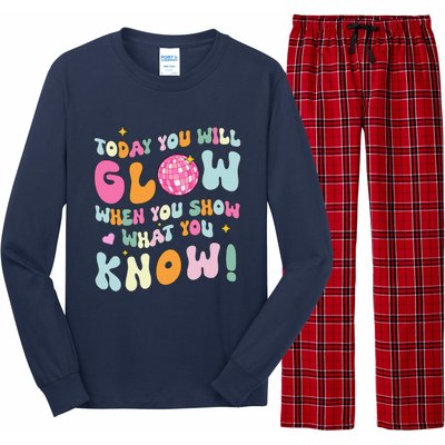 Groovy Show What You Know Test Testing Day Teacher Student Long Sleeve Pajama Set