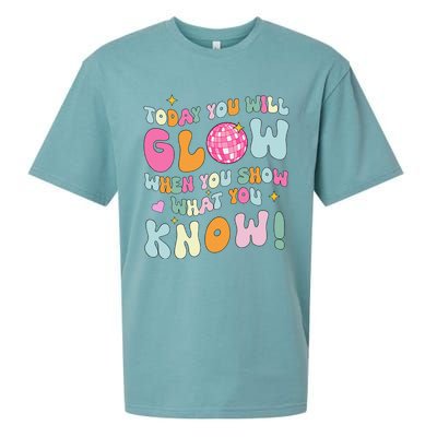 Groovy Show What You Know Test Testing Day Teacher Student Sueded Cloud Jersey T-Shirt