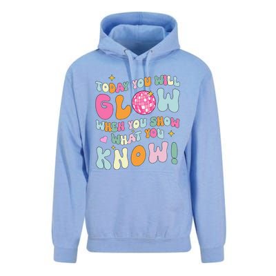 Groovy Show What You Know Test Testing Day Teacher Student Unisex Surf Hoodie