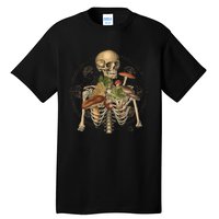 Goblincore Skeleton With Mushrooms Foraging Mycologist Fungi Tall T-Shirt