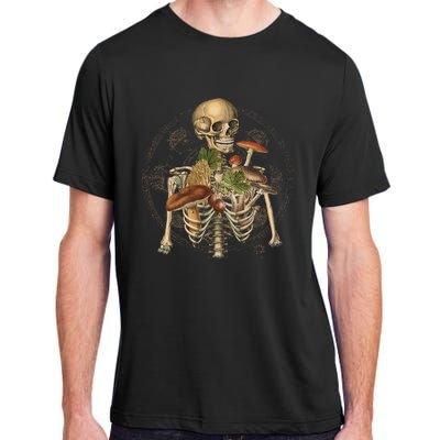 Goblincore Skeleton With Mushrooms Foraging Mycologist Fungi Adult ChromaSoft Performance T-Shirt