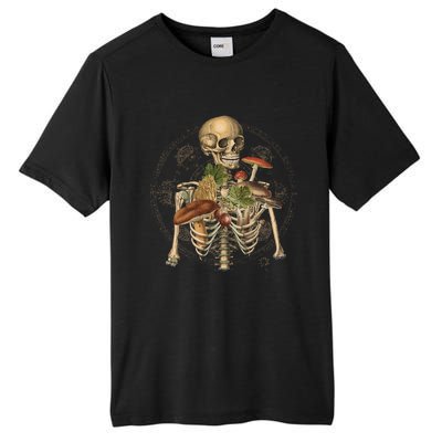 Goblincore Skeleton With Mushrooms Foraging Mycologist Fungi Tall Fusion ChromaSoft Performance T-Shirt