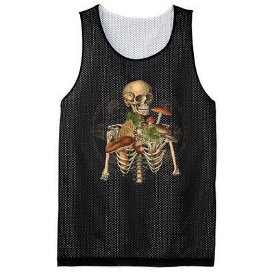 Goblincore Skeleton With Mushrooms Foraging Mycologist Fungi Mesh Reversible Basketball Jersey Tank