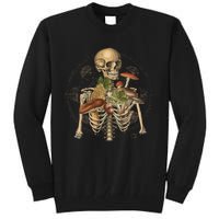 Goblincore Skeleton With Mushrooms Foraging Mycologist Fungi Tall Sweatshirt