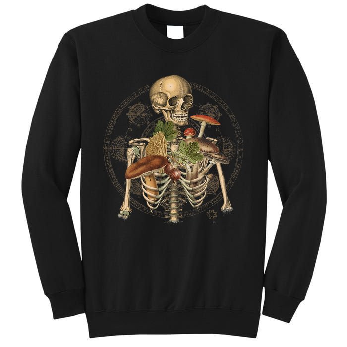 Goblincore Skeleton With Mushrooms Foraging Mycologist Fungi Tall Sweatshirt