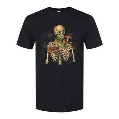 Goblincore Skeleton With Mushrooms Foraging Mycologist Fungi Softstyle CVC T-Shirt