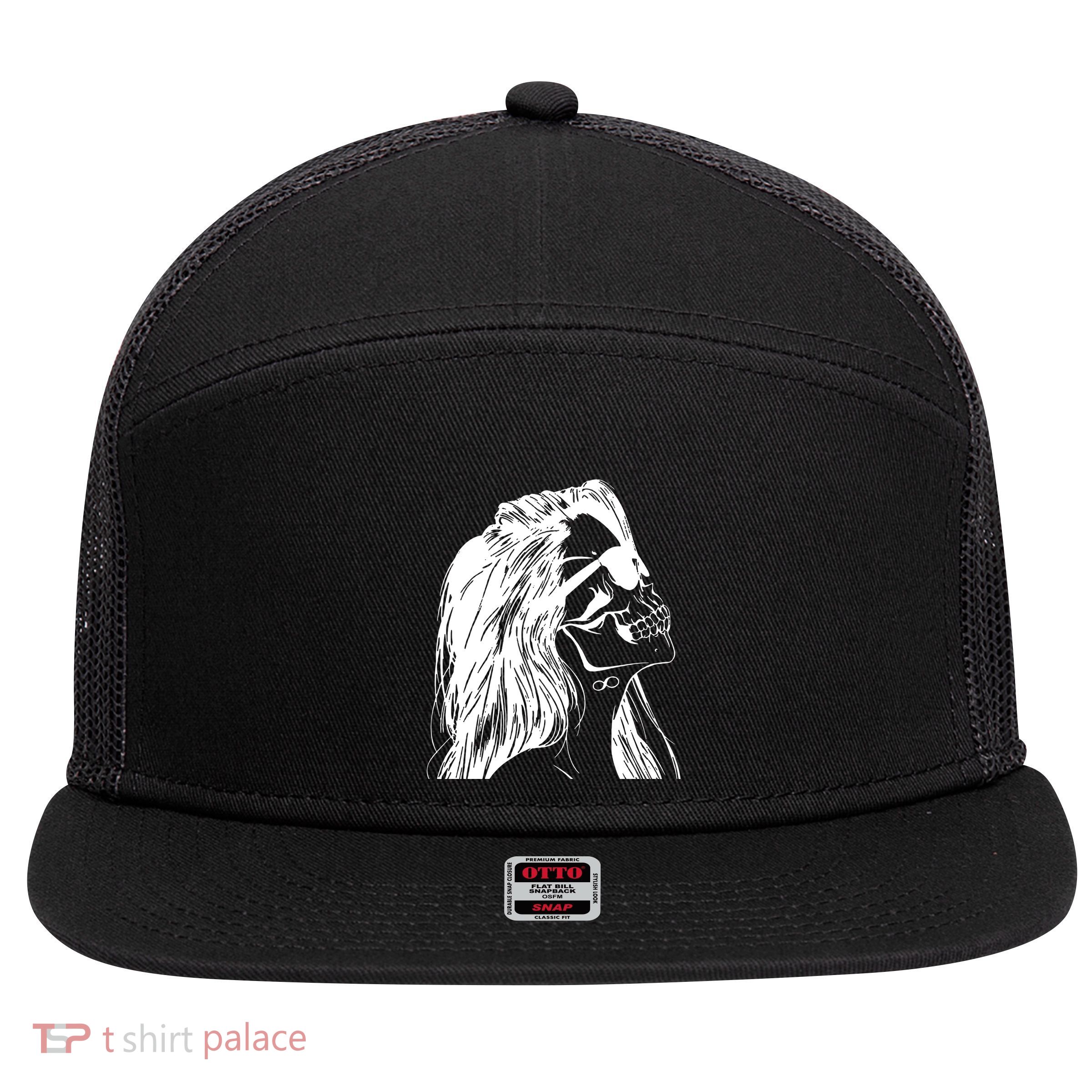 Girl Skull Woman Skull 7 Panel Mesh Trucker Snapback Hat