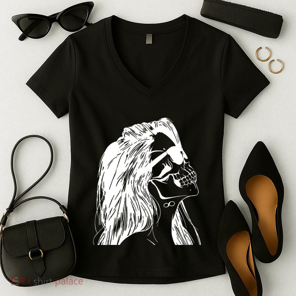 Girl Skull Woman Skull Women's V-Neck T-Shirt