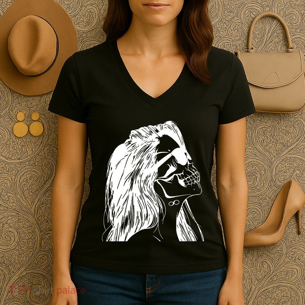 Girl Skull Woman Skull Women's V-Neck T-Shirt