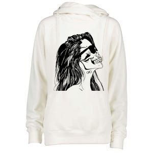 Girl Skull Woman Skull Womens Funnel Neck Pullover Hood