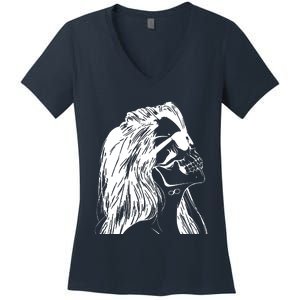 Girl Skull Woman Skull Women's V-Neck T-Shirt