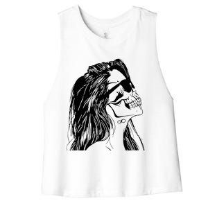 Girl Skull Woman Skull Women's Racerback Cropped Tank