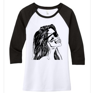 Girl Skull Woman Skull Women's Tri-Blend 3/4-Sleeve Raglan Shirt