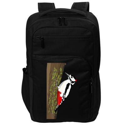 Great Spotted Woodpecker On Moss Covered Ree Birds Impact Tech Backpack