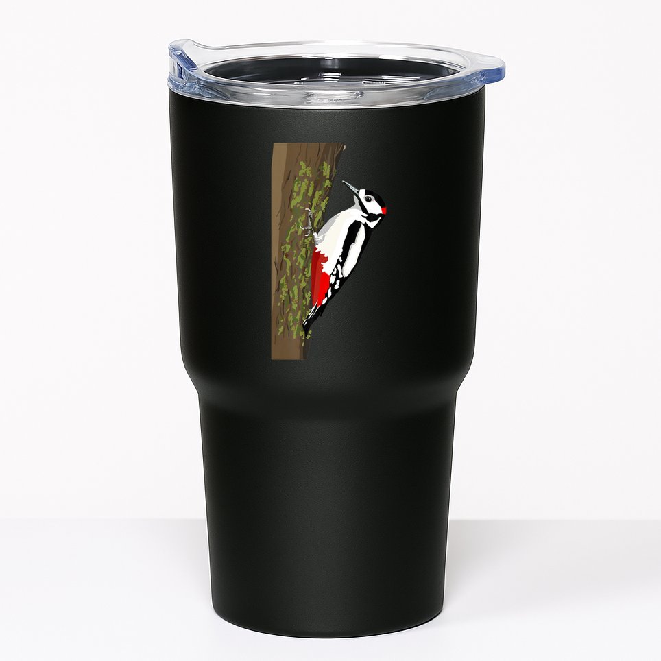 Great Spotted Woodpecker On Moss Covered Ree Birds Tumbler