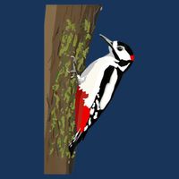 Great Spotted Woodpecker On Moss Covered Ree Birds 7 Panel Mesh Trucker Snapback Hat