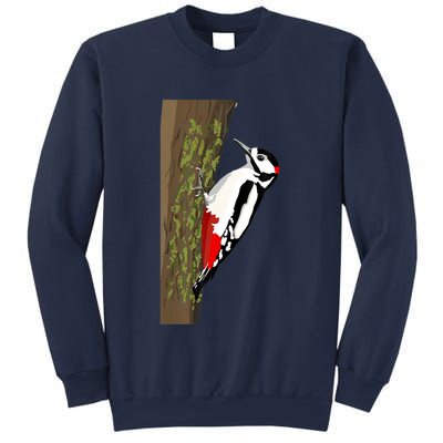 Great Spotted Woodpecker On Moss Covered Ree Birds Sweatshirt