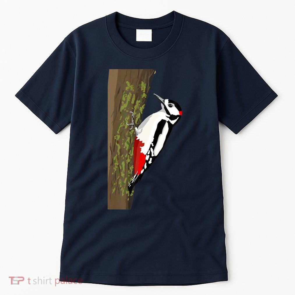 Great Spotted Woodpecker On Moss Covered Ree Birds Tall T-Shirt