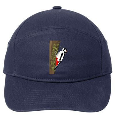 Great Spotted Woodpecker On Moss Covered Ree Birds 7-Panel Snapback Hat