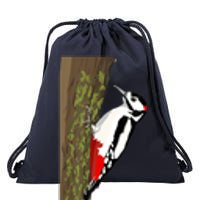 Great Spotted Woodpecker On Moss Covered Ree Birds Drawstring Bag