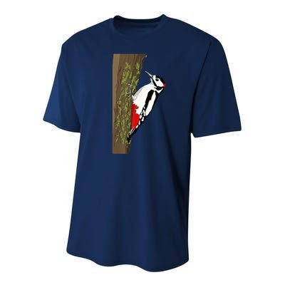 Great Spotted Woodpecker On Moss Covered Ree Birds Youth Performance Sprint T-Shirt