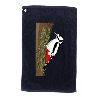Great Spotted Woodpecker On Moss Covered Ree Birds Golf Towel