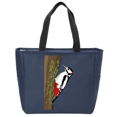 Great Spotted Woodpecker On Moss Covered Ree Birds Zip Tote Bag