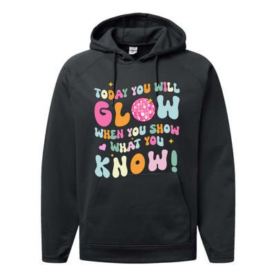 Groovy Show What You Know Test Testing Day Teacher Student Gift Performance Fleece Hoodie