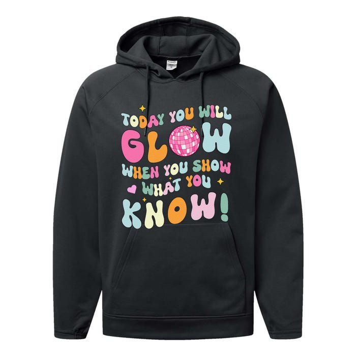 Groovy Show What You Know Test Testing Day Teacher Student Gift Performance Fleece Hoodie