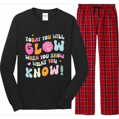 Groovy Show What You Know Test Testing Day Teacher Student Gift Long Sleeve Pajama Set