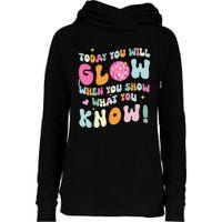 Groovy Show What You Know Test Testing Day Teacher Student Gift Womens Funnel Neck Pullover Hood