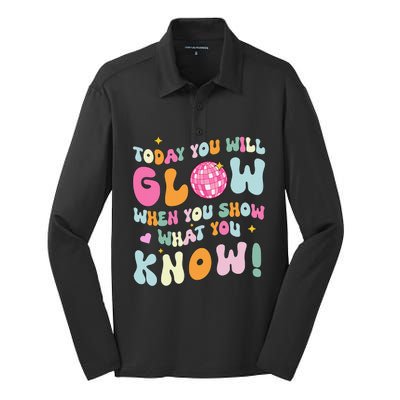 Groovy Show What You Know Test Testing Day Teacher Student Gift Silk Touch Performance Long Sleeve Polo