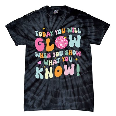 Groovy Show What You Know Test Testing Day Teacher Student Gift Tie-Dye T-Shirt