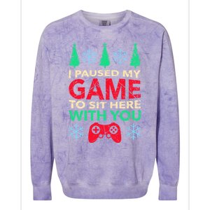 Gamer Saying Xmasi Paused My Game Ugly Christmas Meaningful Gift Colorblast Crewneck Sweatshirt