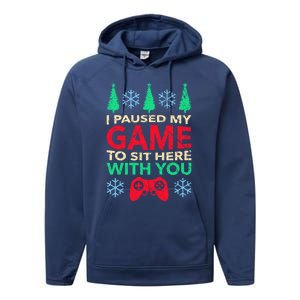 Gamer Saying Xmasi Paused My Game Ugly Christmas Meaningful Gift Performance Fleece Hoodie