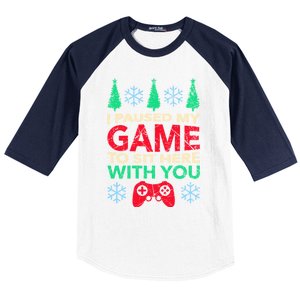 Gamer Saying Xmasi Paused My Game Ugly Christmas Meaningful Gift Baseball Sleeve Shirt