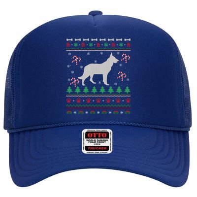 Ger Shepherd Xmas Gift Ugly Ger Shepherd Christmas Cute Gift High Crown Mesh Back Trucker Hat