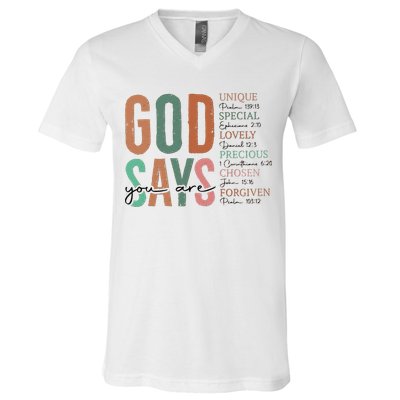 God Says You Are Inspiration Sunflower Faith V-Neck T-Shirt