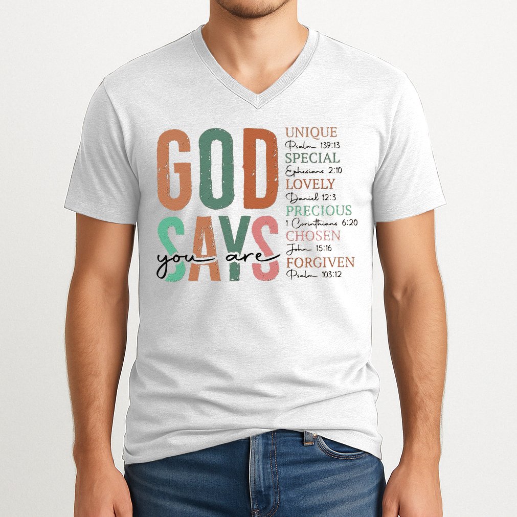 God Says You Are Inspiration Sunflower Faith V-Neck T-Shirt
