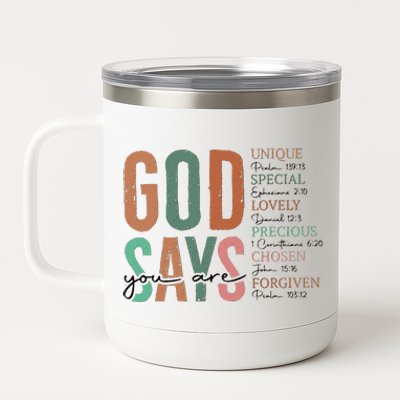 God Says You Are Inspiration Sunflower Faith 12 oz Stainless Steel Tumbler Cup