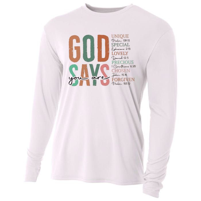 God Says You Are Inspiration Sunflower Faith Cooling Performance Long Sleeve Crew