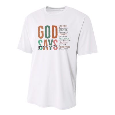 God Says You Are Inspiration Sunflower Faith Youth Performance Sprint T-Shirt