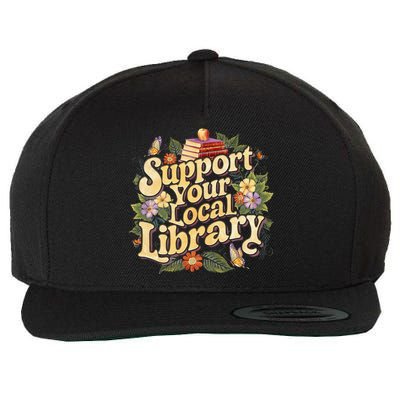 Groovy Support Your Local Library Book Reader Lover Bookworm Wool Snapback Cap