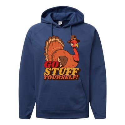 Go Stuff Yourself Funny Thanksgiving Performance Fleece Hoodie