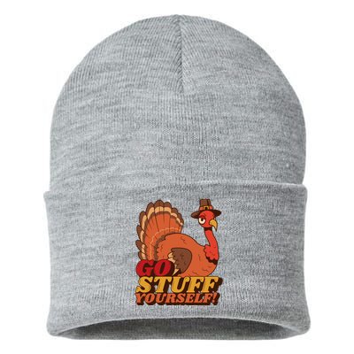 Go Stuff Yourself Funny Thanksgiving Sustainable Knit Beanie